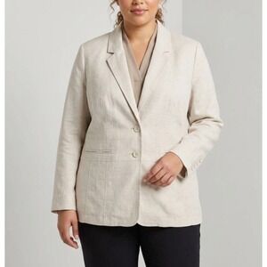 LANE BRYANT Linen Blend Lightweight Jacket‎ Womens 28 Beige Blazer Unlined